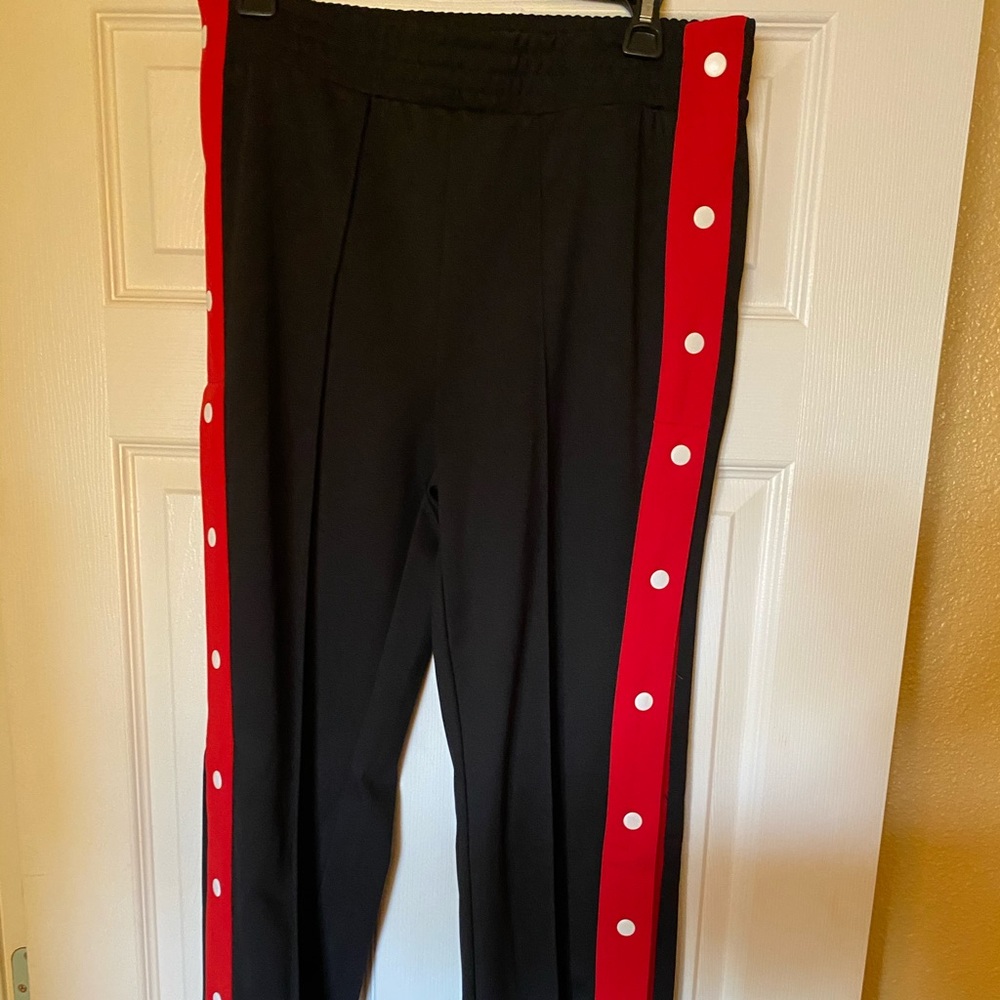 Black and red breakaway pants